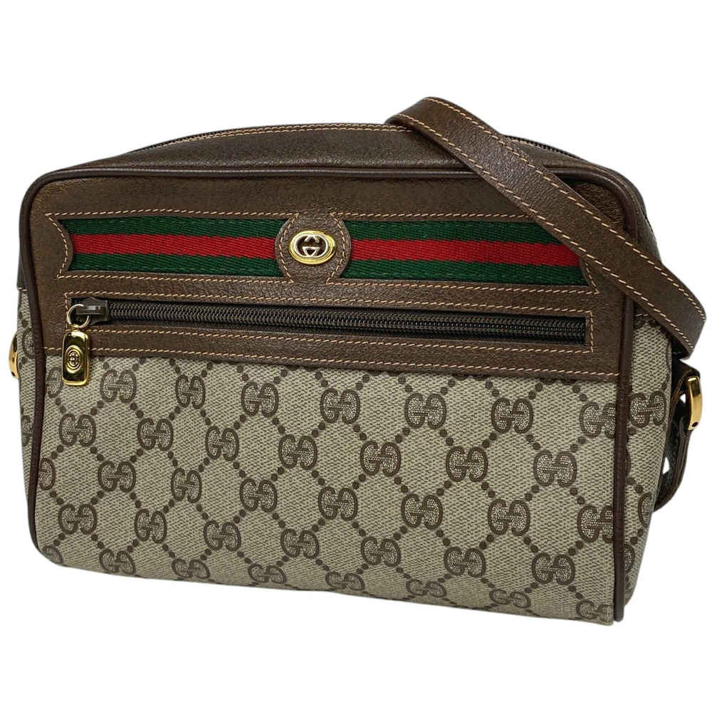 Gucci GG Shoulder Bag Sherry Web Canvas Brown Green Red